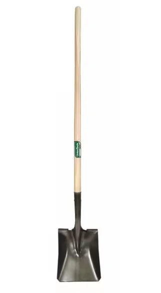 (6851) - Long Wood Handle Square Flat Shovel
