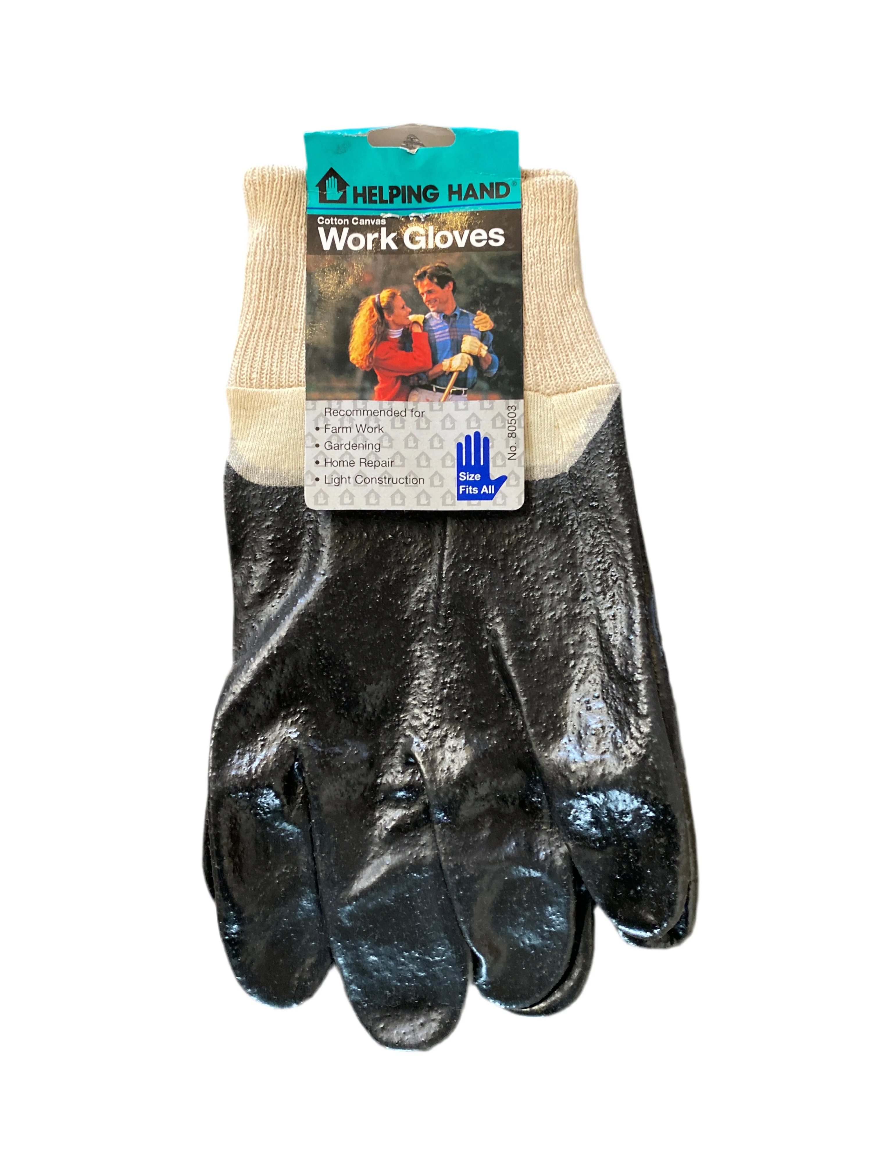 (8265) - Helping Hand Black PVC Gloves