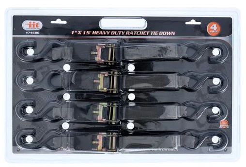 (89872) 4 pc 1"x 15' Ratchet Tie Down Set