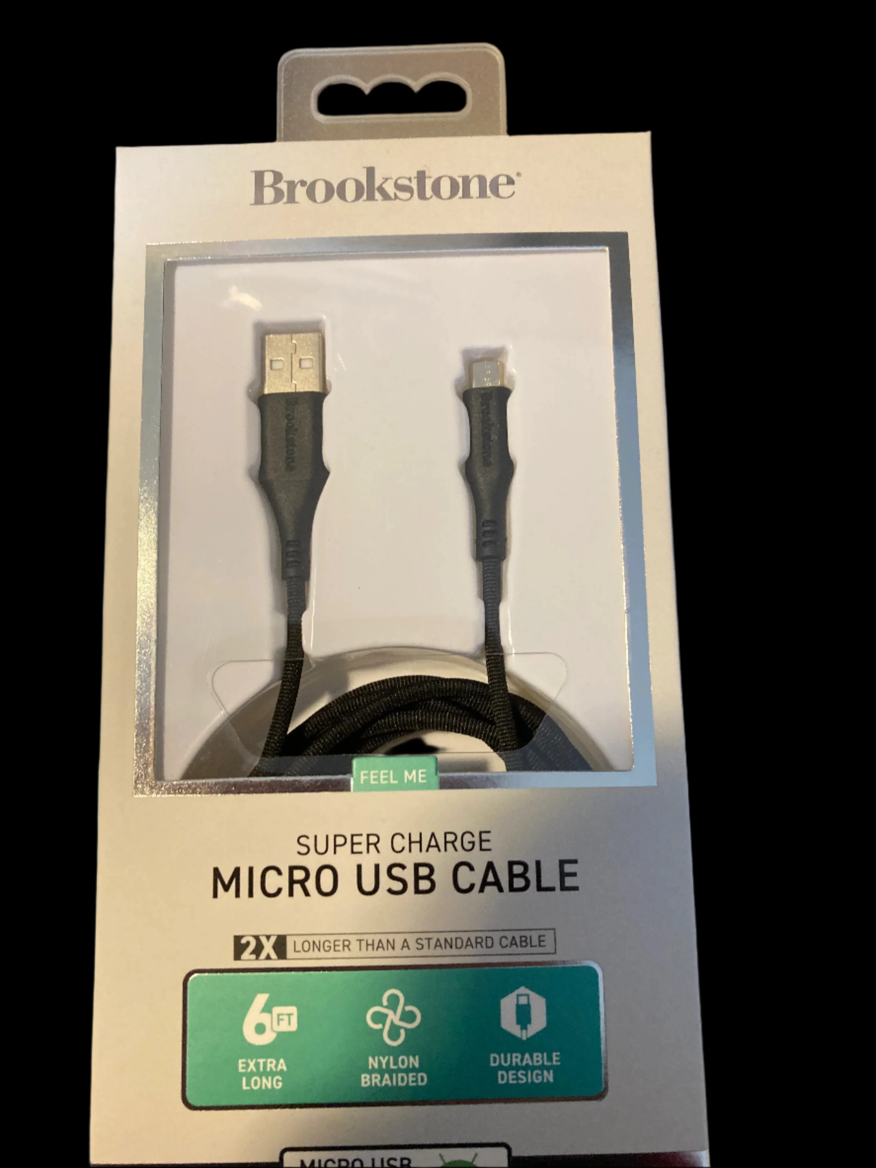 (89898) 6 Fot Braided Black Micro USB Cable